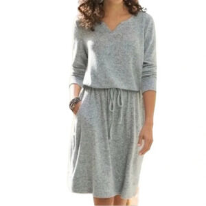 Soft Surroundings Easy Living Tie Waist Dress Soft Grey With Pockets Size L